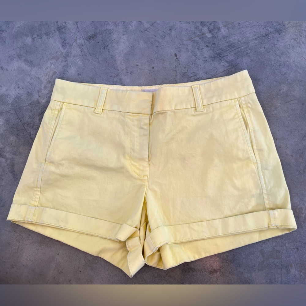 J. Crew Chino High Waist Light Yellow 3” Cuffed Size 6 Dressy Shorts